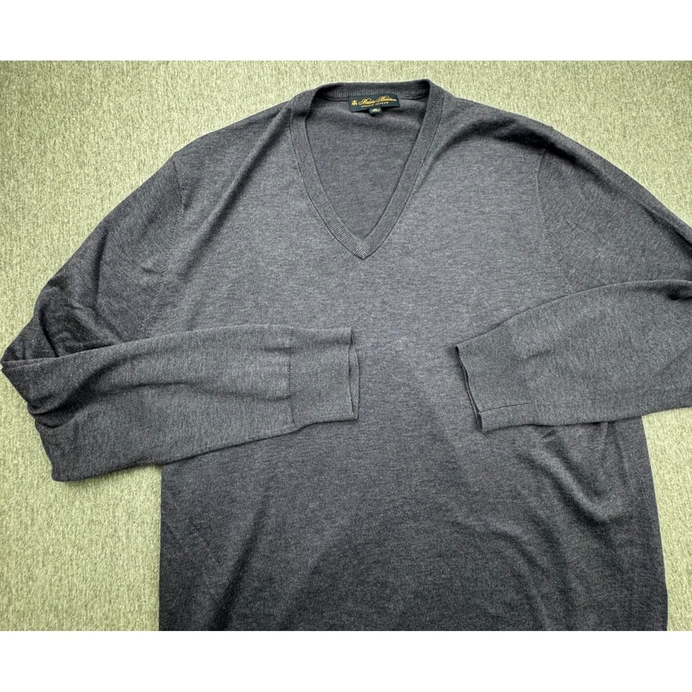 Brooks Brothers Supima Cotton‎ Vneck Sweater Mens XL Blue Long Sleeve